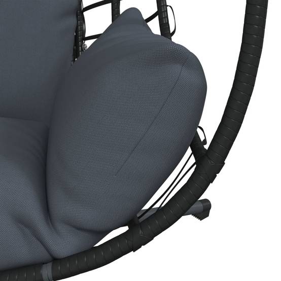 Chaise balançoire - Chaise suspendue œuf support anthracite rotin et acier HL172 - Image 7
