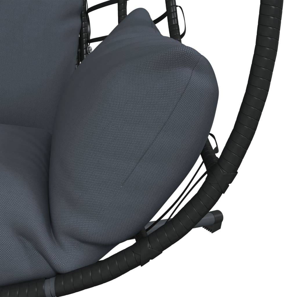 Chaise balançoire - Chaise suspendue œuf support anthracite rotin et acier HL172 - Image 7