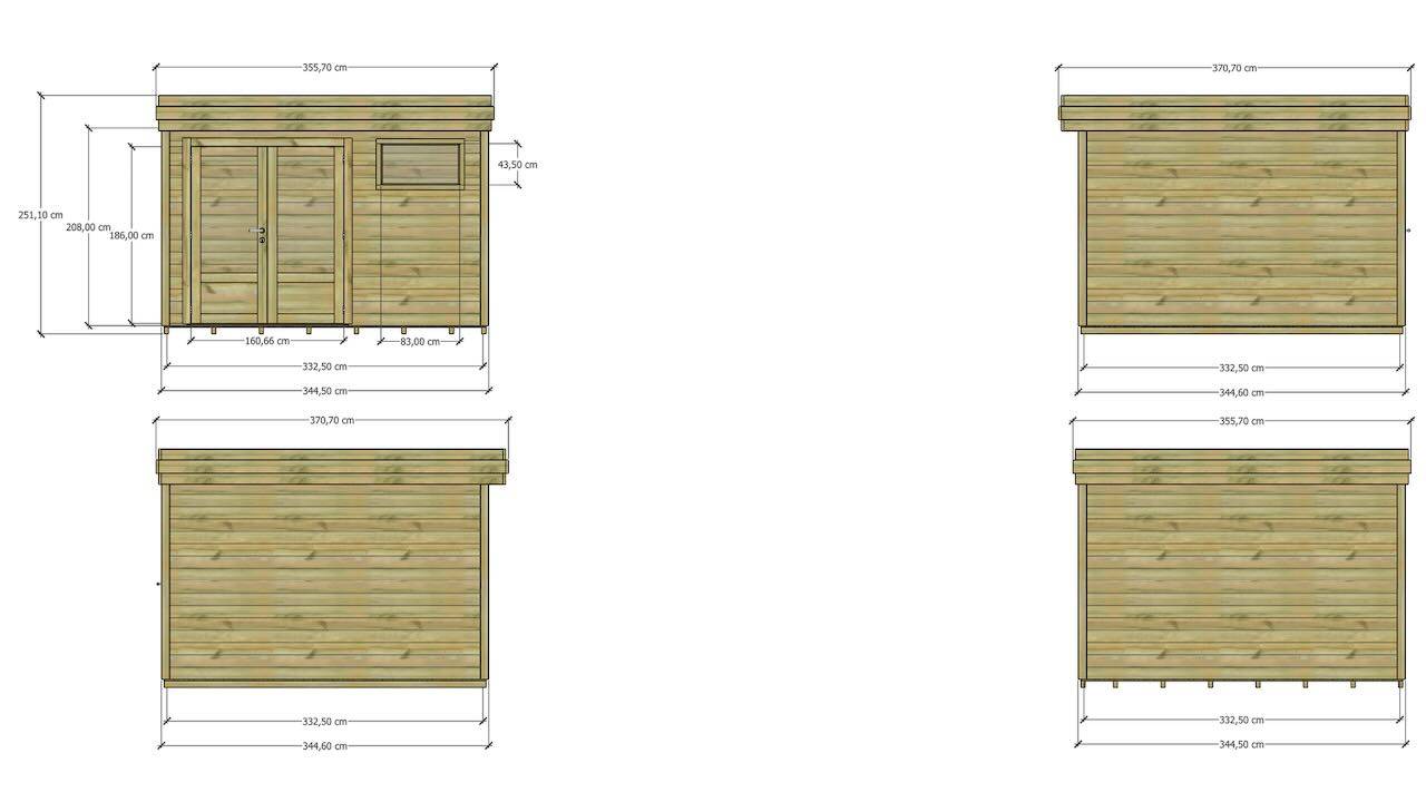 Abri Français - ABRI DE JARDIN bois  autoclave 27mm - 3,44x3,44m / 12m2 - Bac acier - Plancher bois - Image 4