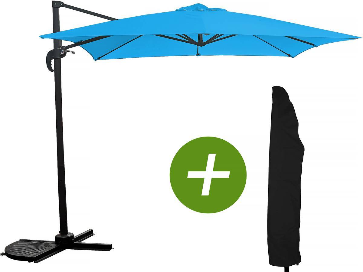 Habitat Et Jardin - Parasol Jardin Déporté "soleil" - Carré - 2.5 X 2.5 M - Bleu + Housse De Protection -habitat Et Jardin - Image 1
