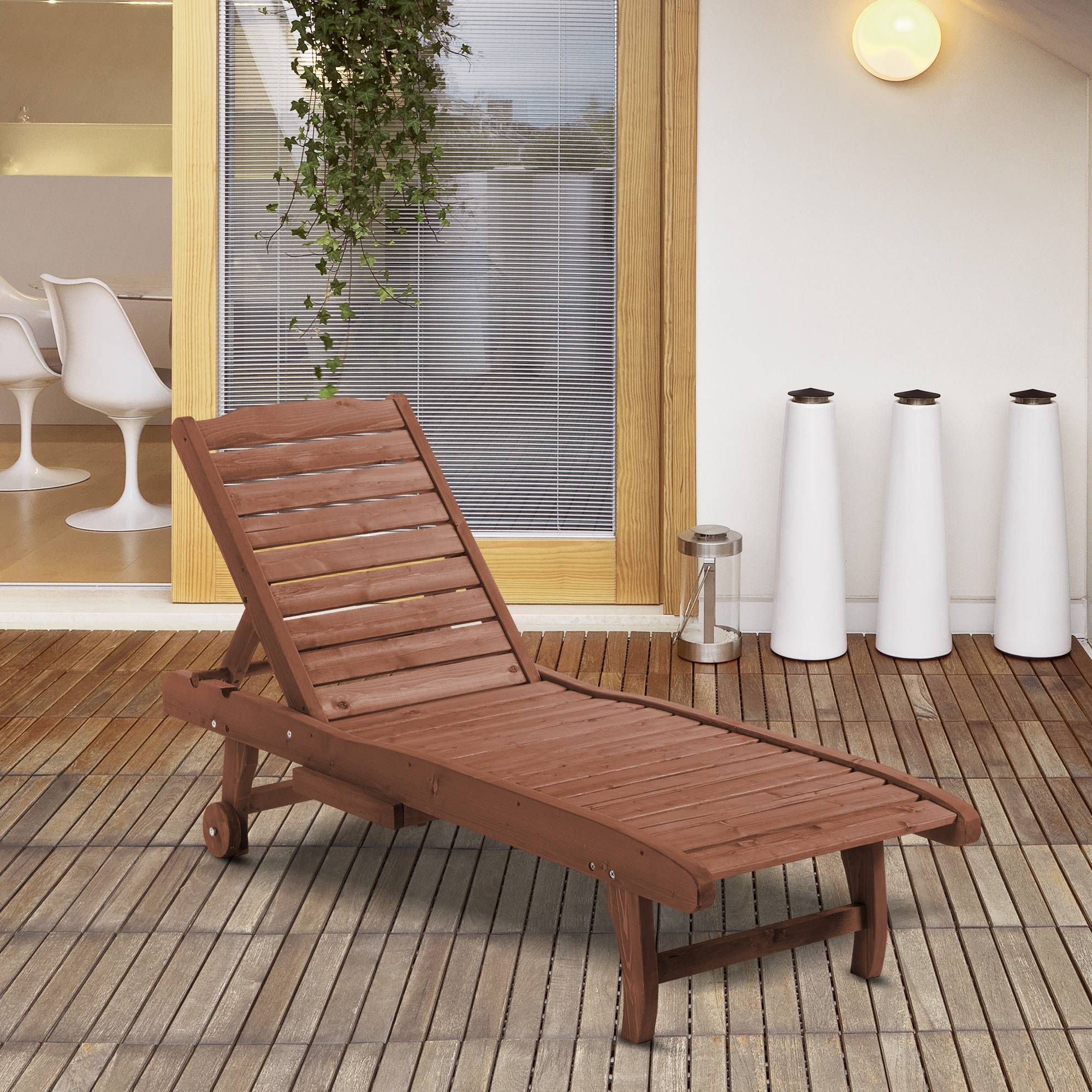 Bain de Soleil transat Colonial Dossier réglable 3 Positions - 462x152x89cm Pin fr122 - Image 4