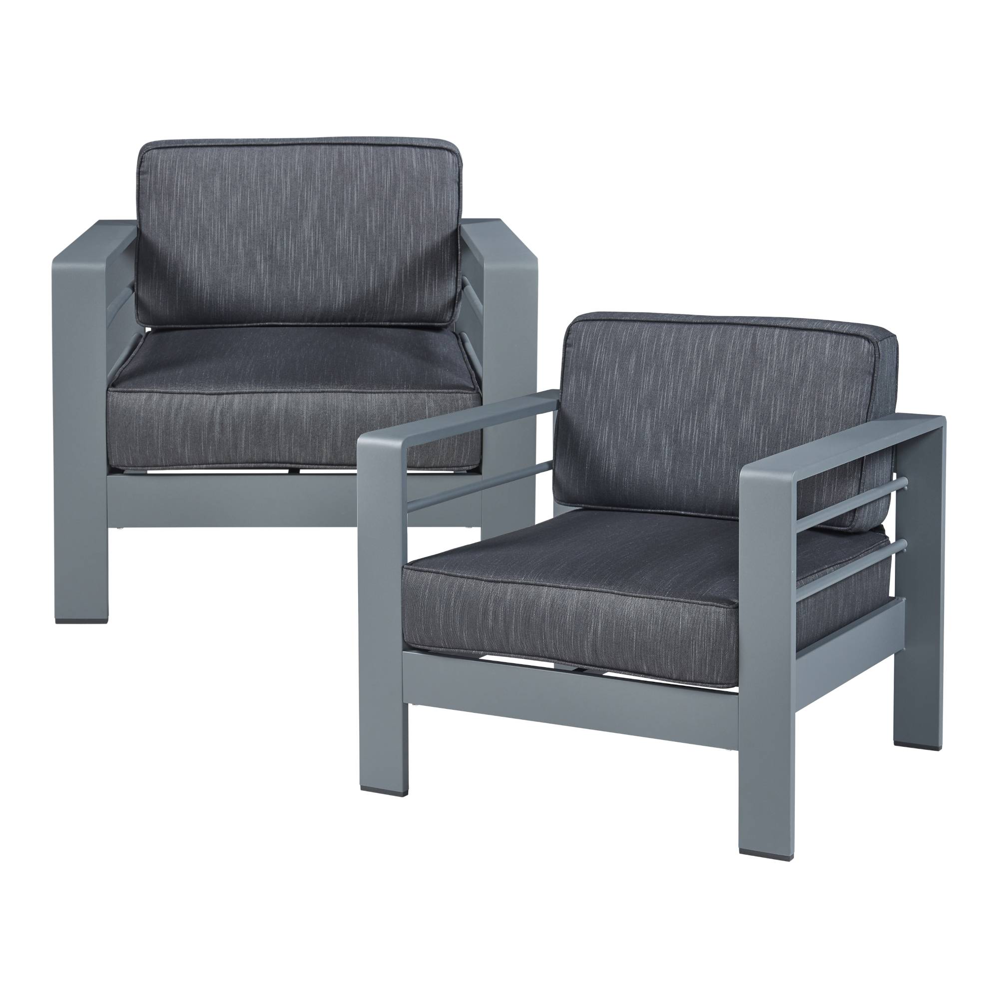 Casa.Pro - Salon de jardin 3 pièces Avise table d'appoint avec 2 fauteuils anthracite gris foncé casa.pro - Image 2