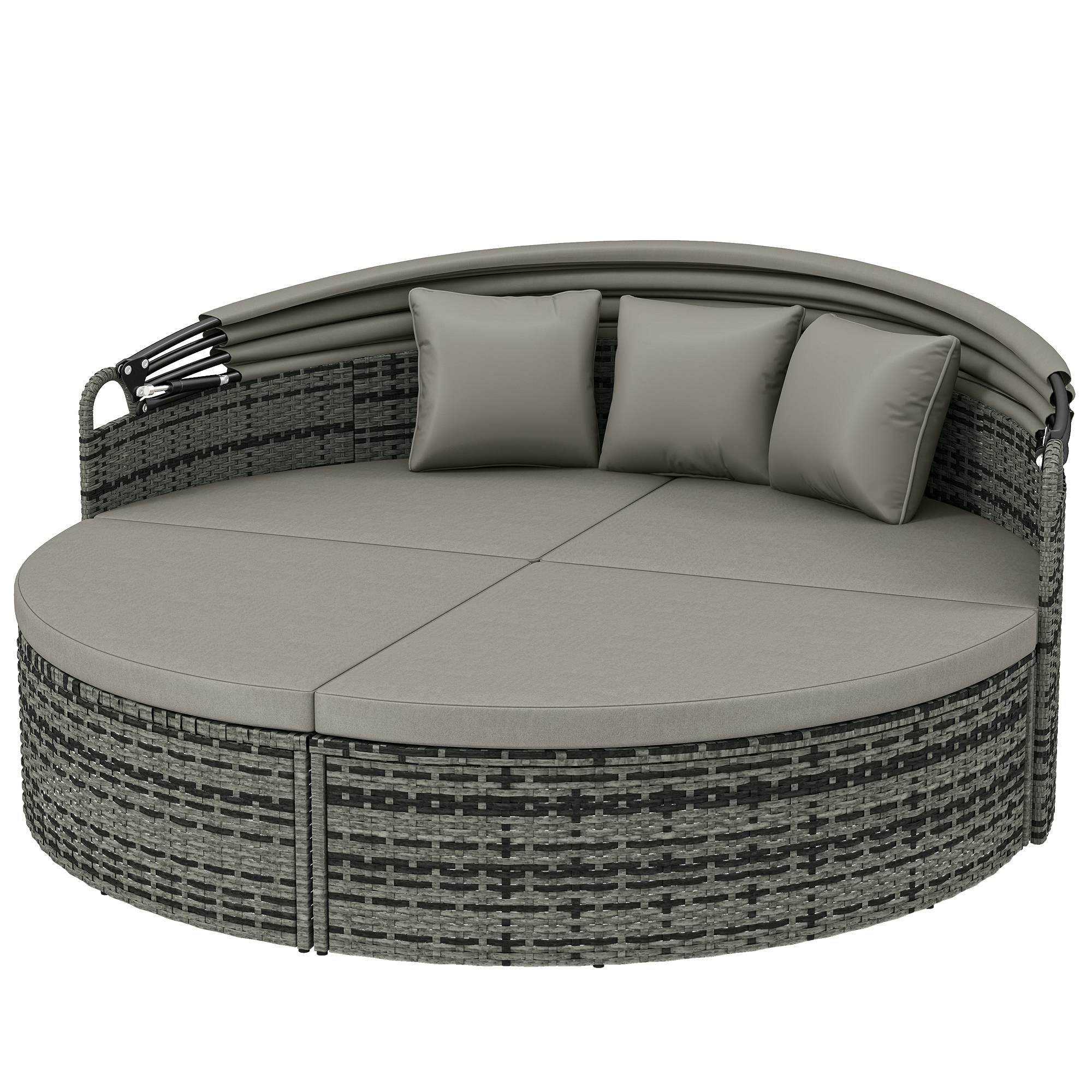 Maison Chic - 3PCS Bain de soleil rond, tansat modulable - 180x175x146cm Résine tressée Gris clair fr33 - Image 2