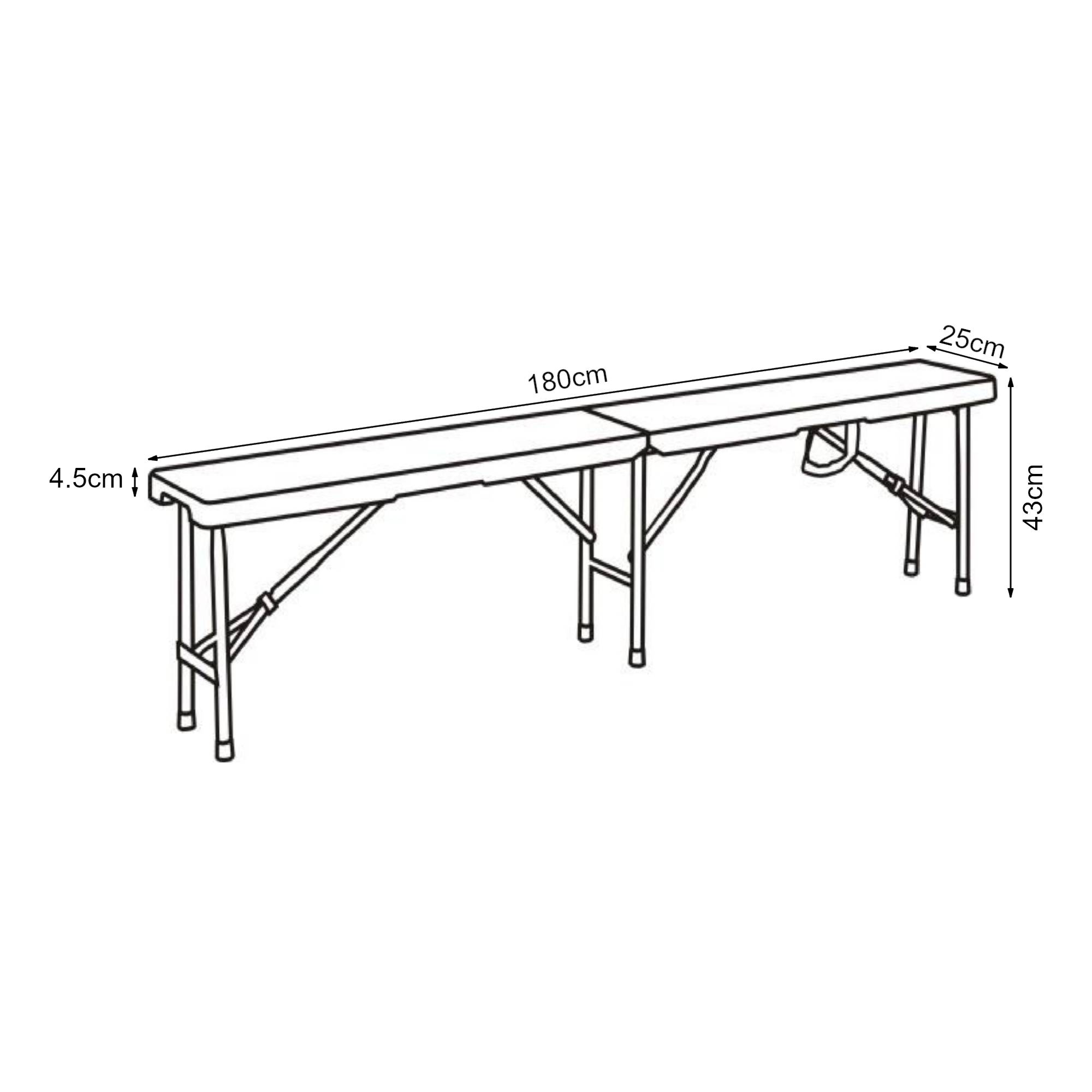 Lot de 2 bancs de camping pliables Ljusnarsberg 180 x 25 x 43 cm blanc [en.casa] - Image 4