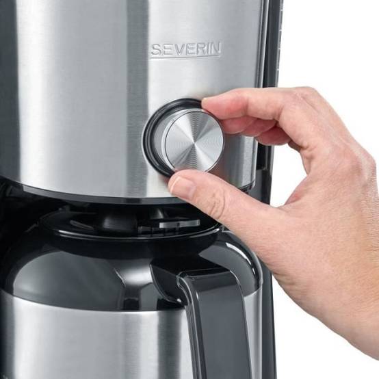 Severin - Machine a Cafe - Cafetiere Electrique filtre isotherme SEVERIN KA4845 - 8 tasses - 1 L - 1 000 W - Sélecteur d'arôme - Inox/Noir - Image 2