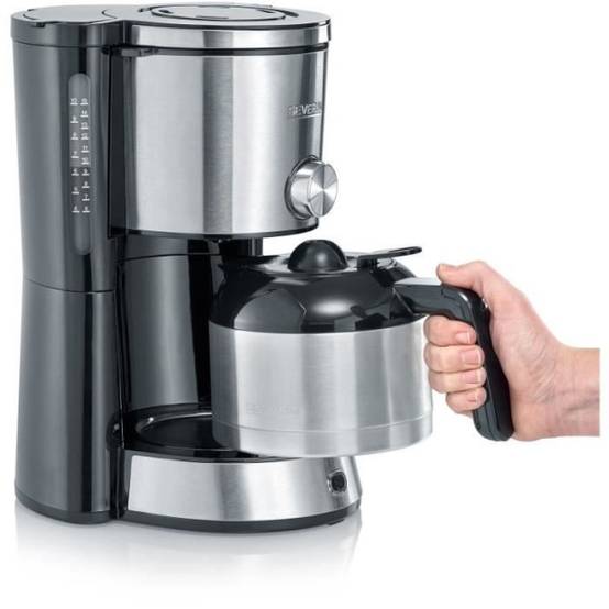 Severin - Machine a Cafe - Cafetiere Electrique filtre isotherme SEVERIN KA4845 - 8 tasses - 1 L - 1 000 W - Sélecteur d'arôme - Inox/Noir - Image 3