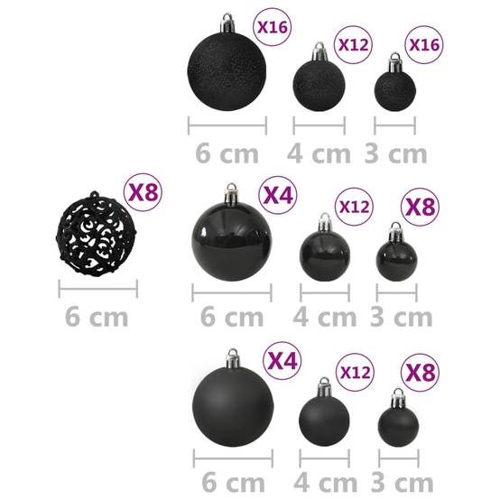 Ensemble de boules de Noël - Ornements de Noël - décorations de Noël 100 pcs Noir - Image 6