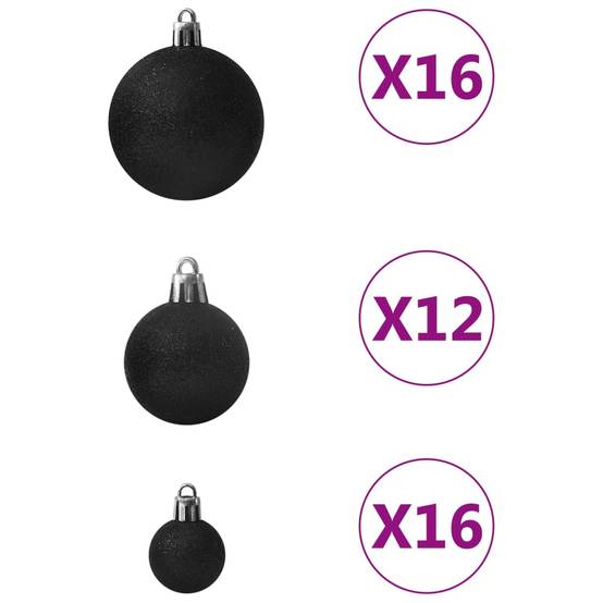 Ensemble de boules de Noël - Ornements de Noël - décorations de Noël 100 pcs Noir - Image 5