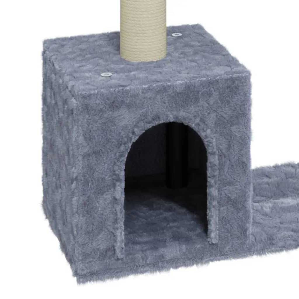 Arbre à chat bois d'ingénierie et sisal gris clair 55 x 22 x 60 cm - PANGIVO - Image 5