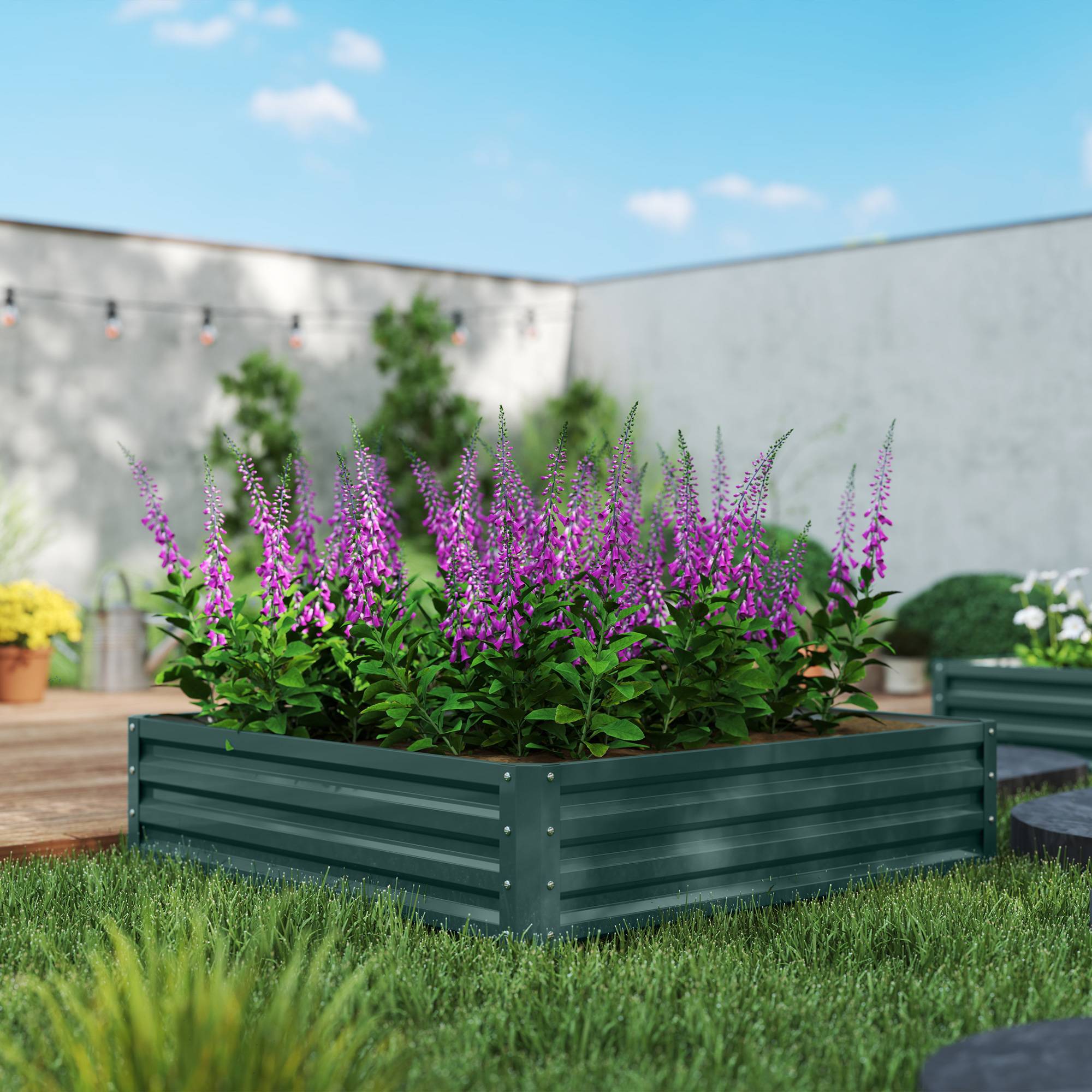 Outsunny - Carré potager de jardin 120x120x30 cm pour culture de légumes acier galvanisée vert foncé - Outsunny - Image 8