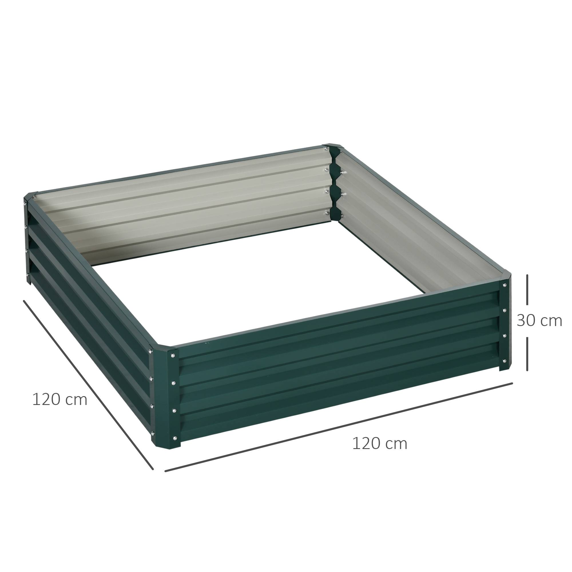 Outsunny - Carré potager de jardin 120x120x30 cm pour culture de légumes acier galvanisée vert foncé - Outsunny - Image 3