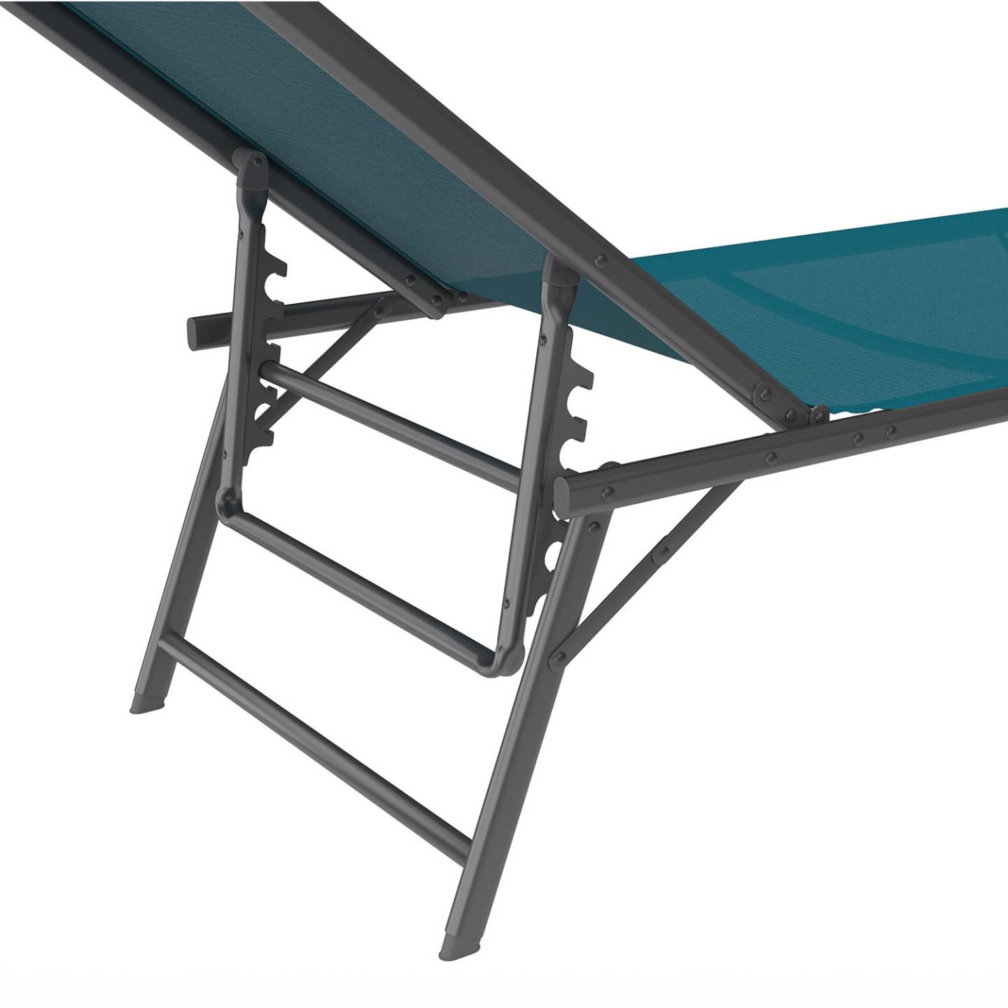 Lot de 2 transats de jardin inclinables KAILUA en acier gris anthracite et toile bleu canard - Image 6