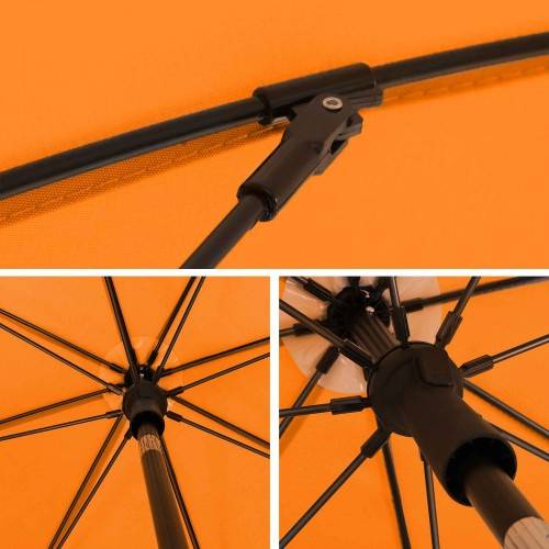Helloshop26 - Parasol droit 50 nervures en fibre de verre toile polyester inclinable sac de transport terrasse jardin balcon plage diamètre 160 cm orange - Image 4