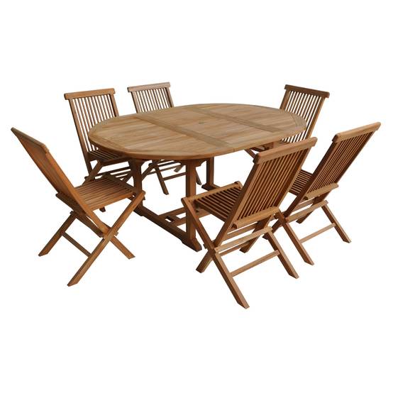 Happy Garden - Salon de jardin en teck LOMBOK - table ronde extensible - 6 places - HAPPY GARDEN - Image 1
