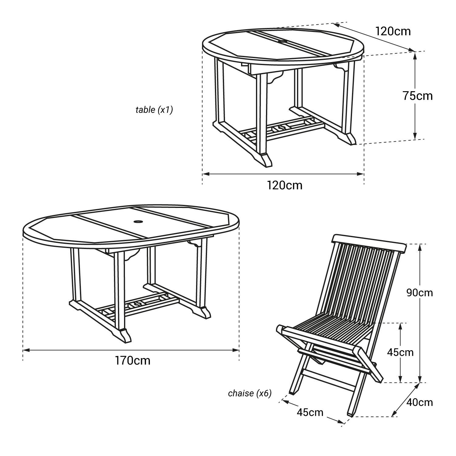 Happy Garden - Salon de jardin en teck LOMBOK - table ronde extensible - 6 places - HAPPY GARDEN - Image 4