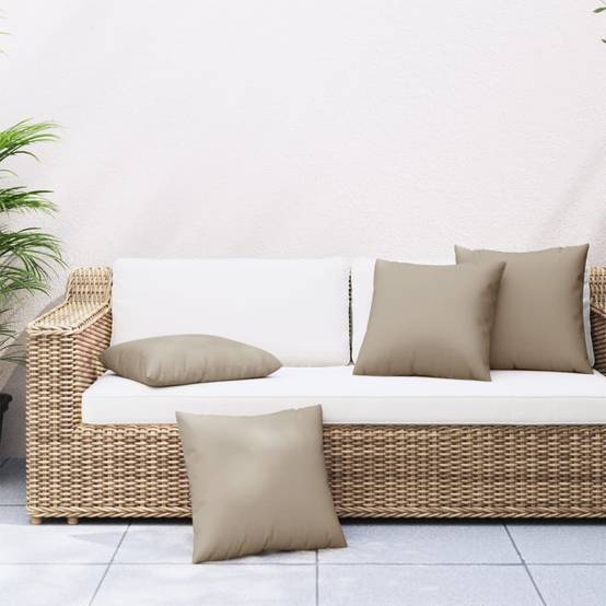 Coussins pour Salon de Jardin Lot de 4 Tissu Polyester Confortable pour Terrasse Taupe 50x50 cm – ComfortXL Outdoor Living - Image 1
