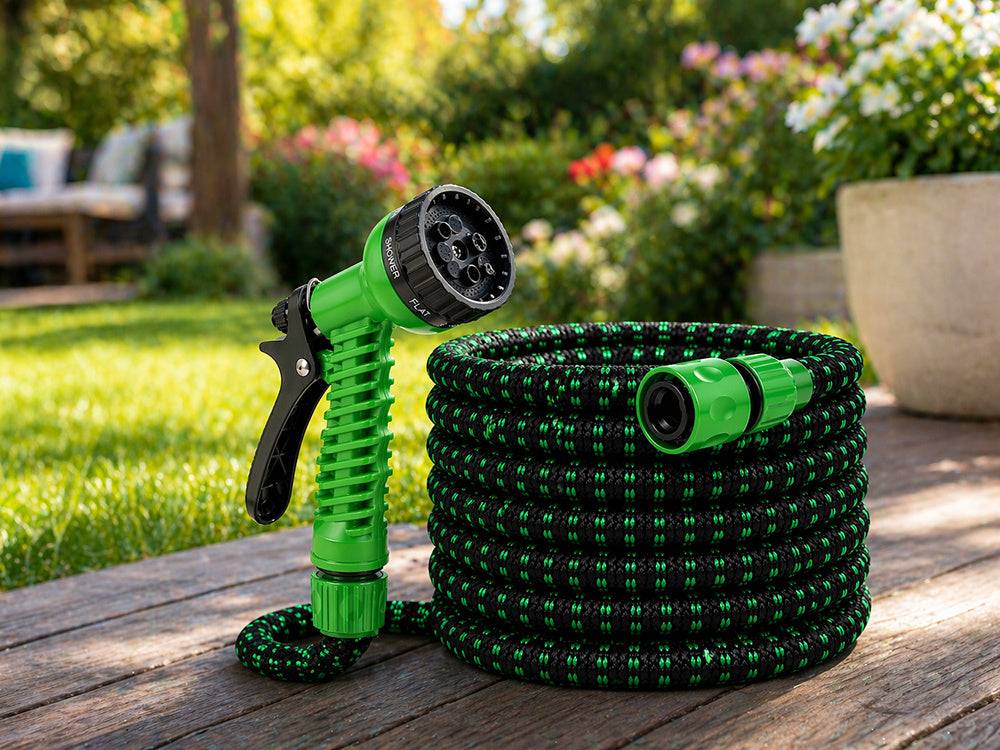 Tuyau d'arrosage flexible et extensible avec pistolet et raccords robustes, 10,5-22,5 m - Image 6
