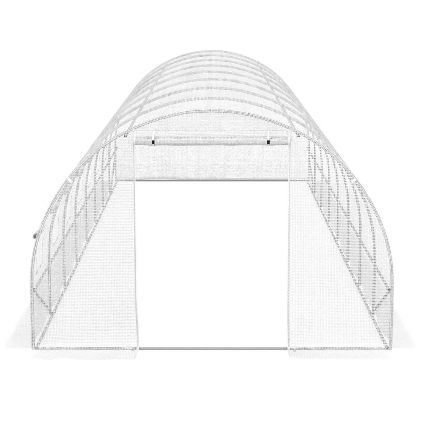 IDMARKET - Serre de jardin tunnel 24m² 8 x 3 x 2 m acier galvanisé + bâche anti-UV avec porte et fenêtres DES ANDES blanche - Image 4