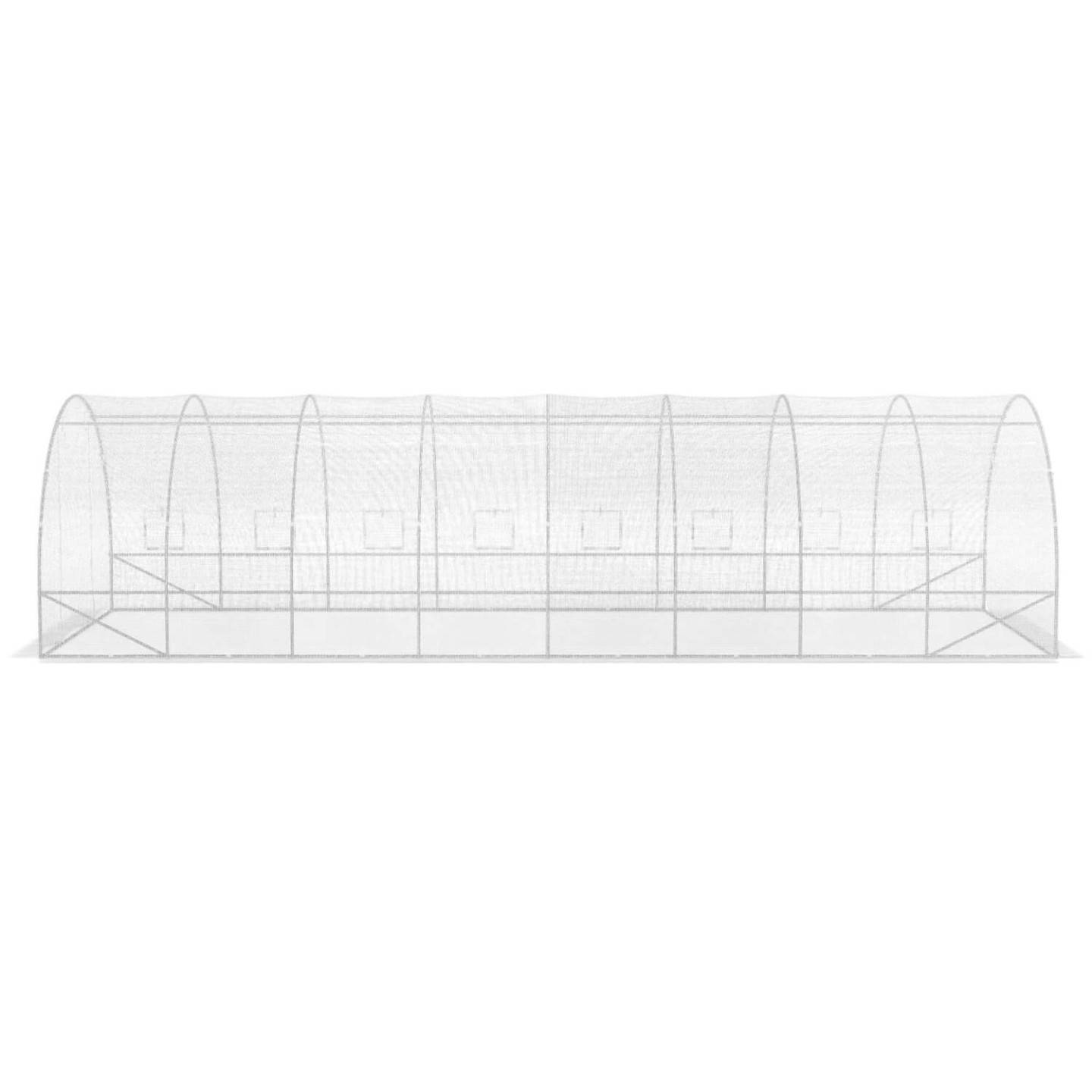 IDMARKET - Serre de jardin tunnel 24m² 8 x 3 x 2 m acier galvanisé + bâche anti-UV avec porte et fenêtres DES ANDES blanche - Image 5