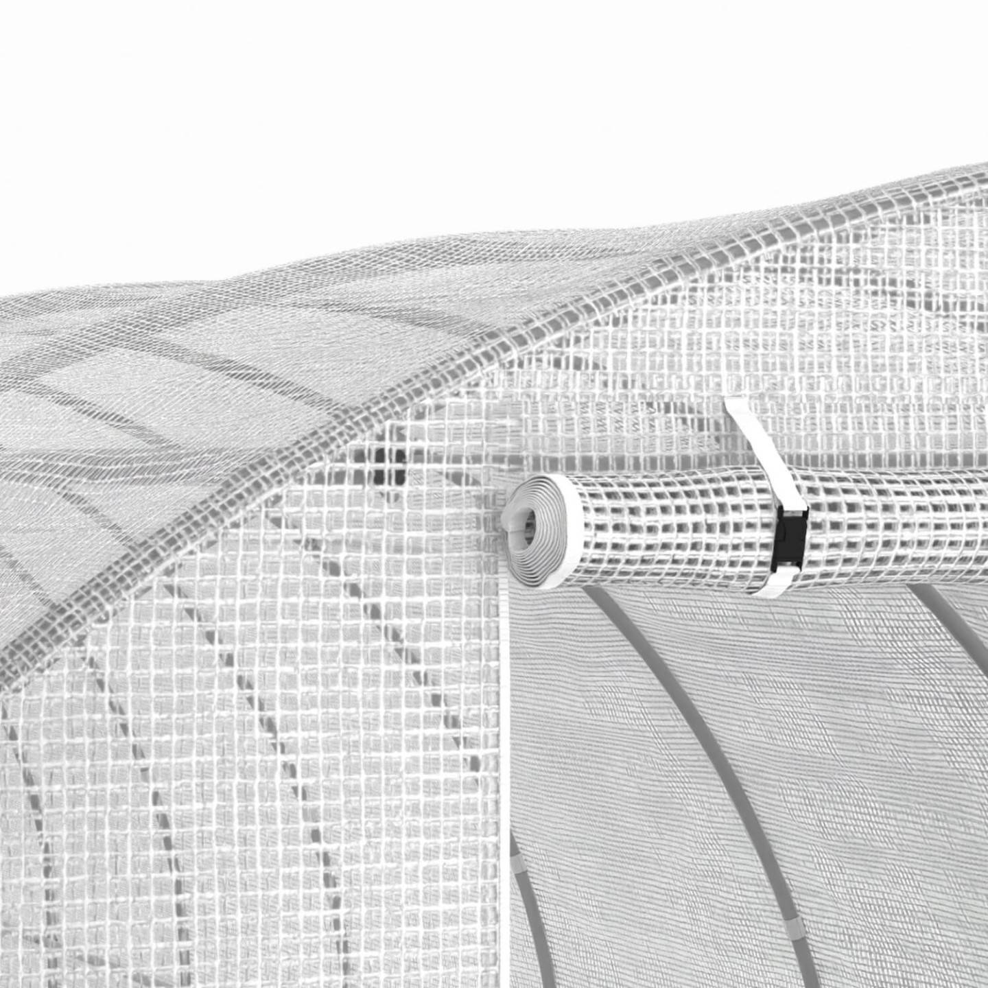 IDMARKET - Serre de jardin tunnel 24m² 8 x 3 x 2 m acier galvanisé + bâche anti-UV avec porte et fenêtres DES ANDES blanche - Image 6