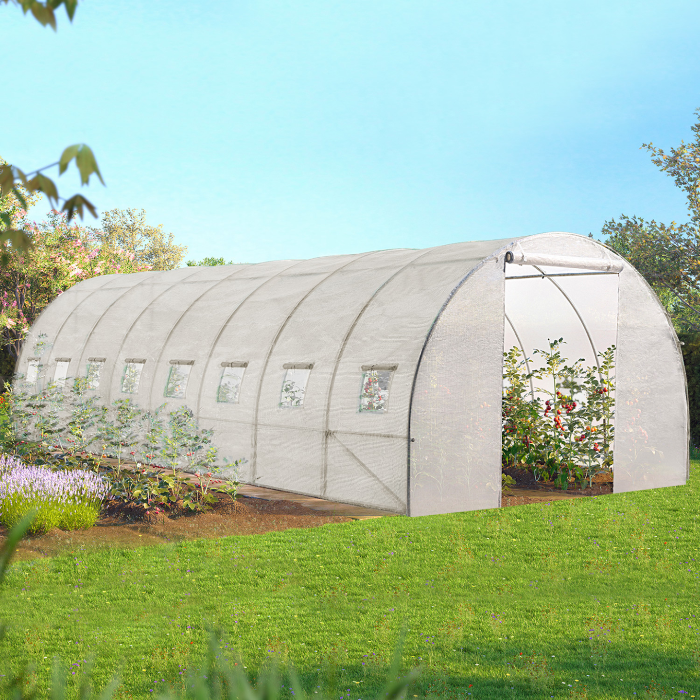 Serre tunnel de jardin 24M² blanche gamme maraîchère DES ANDES 8x3M - Image 1