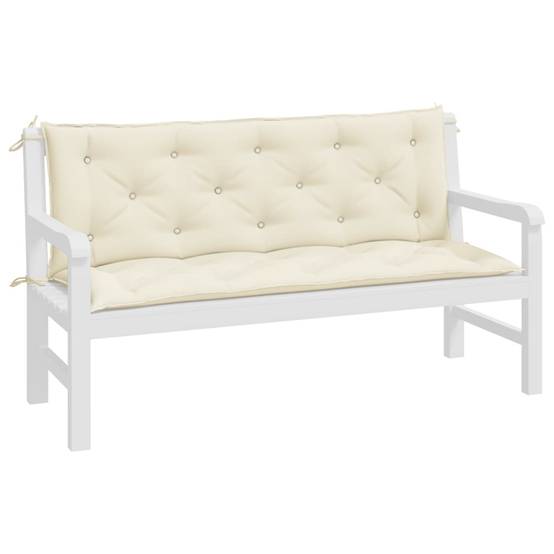 Lot de 2 Coussins de banc de jardin blanc crème tissu Oxford P129 - Image 4