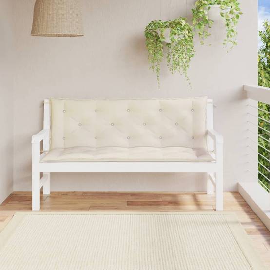 Lot de 2 Coussins de banc de jardin blanc crème tissu Oxford P129 - Image 2