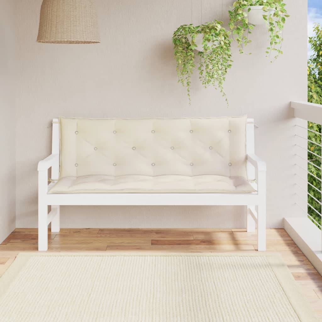 Lot de 2 Coussins de banc de jardin blanc crème tissu Oxford P129 - Image 2