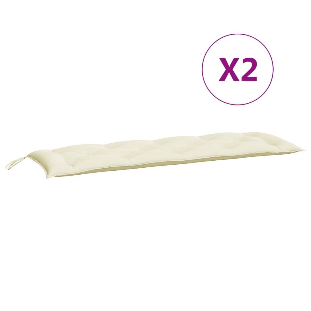 Lot de 2 Coussins de banc de jardin blanc crème tissu Oxford P129 - Image 5