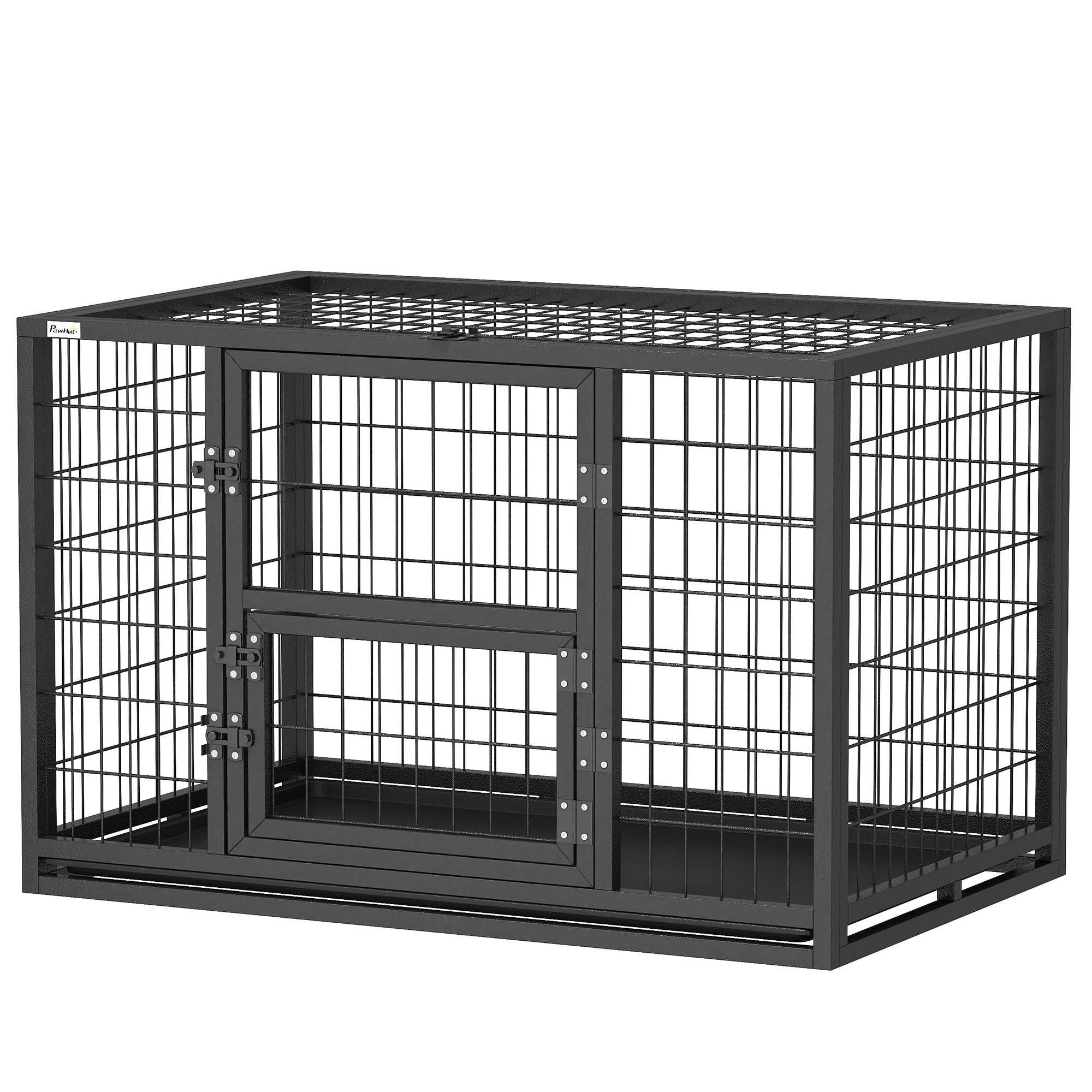 Cage chien robuste acier intérieur porte nourrissage plateau amovible 94x60x64cm noir - ComfortXL Outdoor Living - Image 2