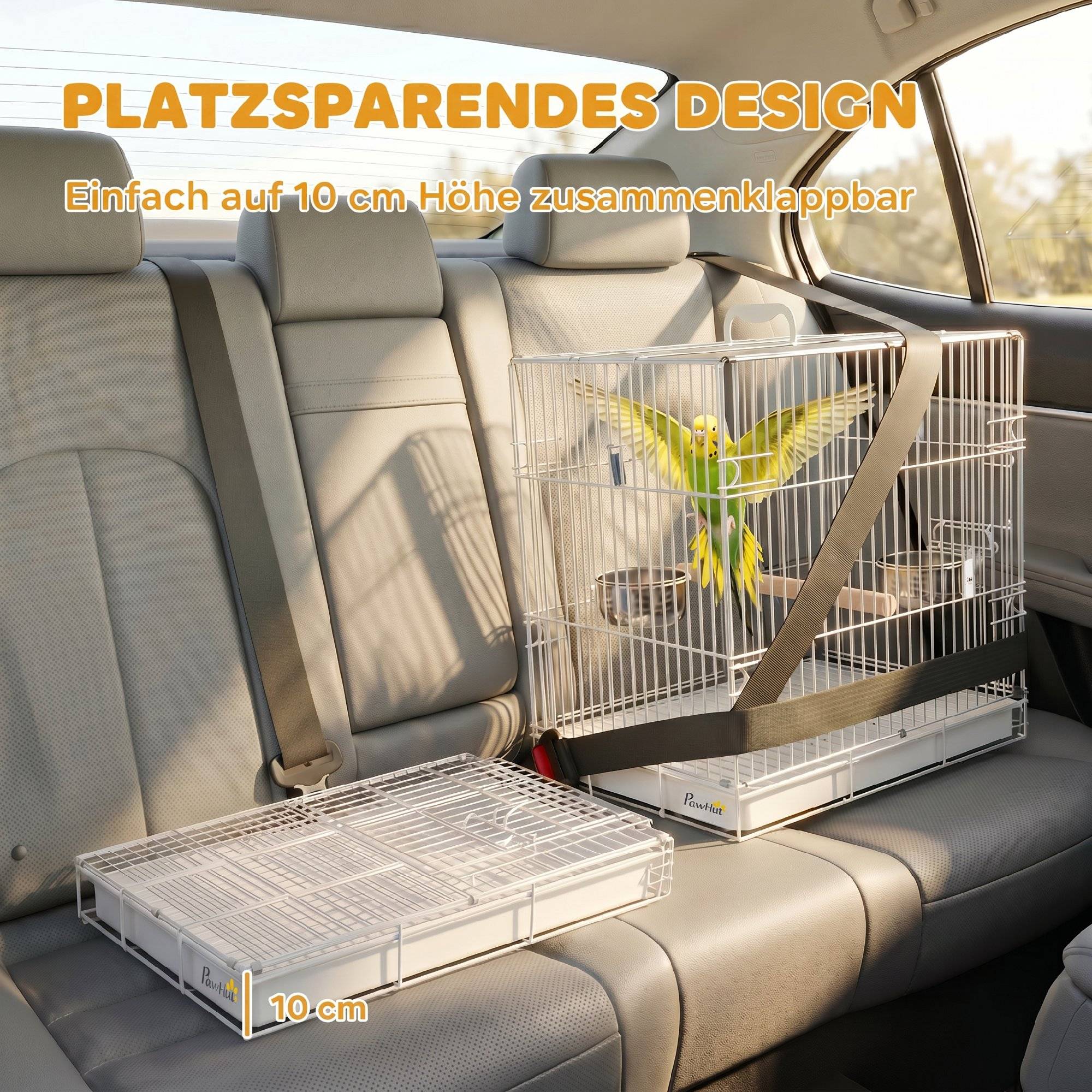 Sans Marque - Cage pliable portable pour voyage, perchoir bois et gamelles inox, pour petits oiseaux - Image 7