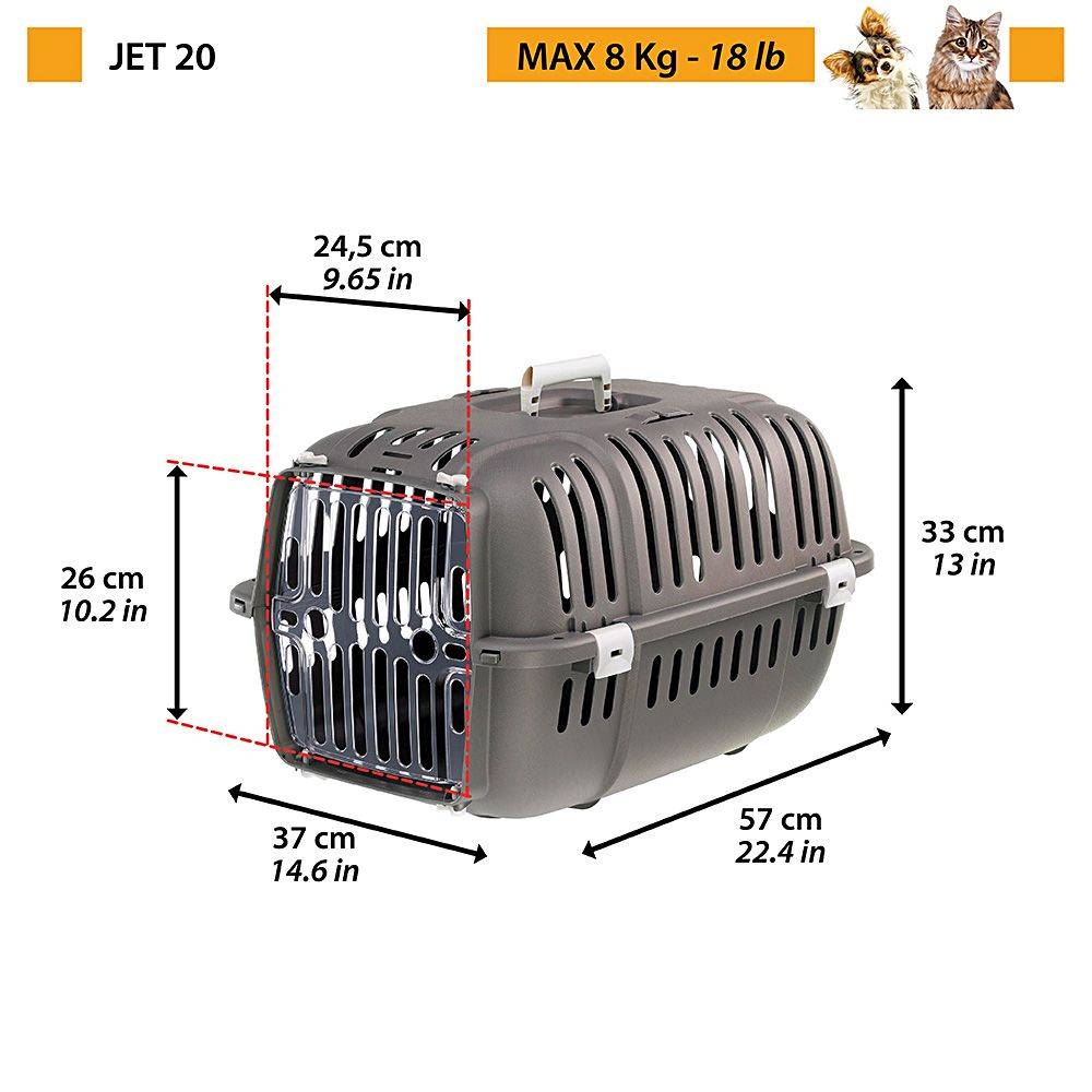 Ferplast - Ferplast Caisse de Transport Chat, Cage de Transport pour Chiens Petits et Chats jusqu'à 8 Kg, Porte Transparente Antichoc, Fentes d'aération, 37 x 57 - Image 2