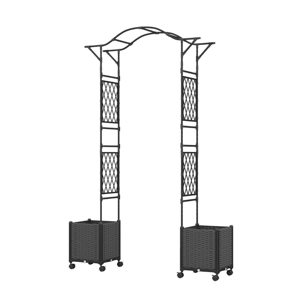 Arche de Jardin 2 en 1 avec Jardinière Arche en Métal et Pp Treillis Gris - Image 1