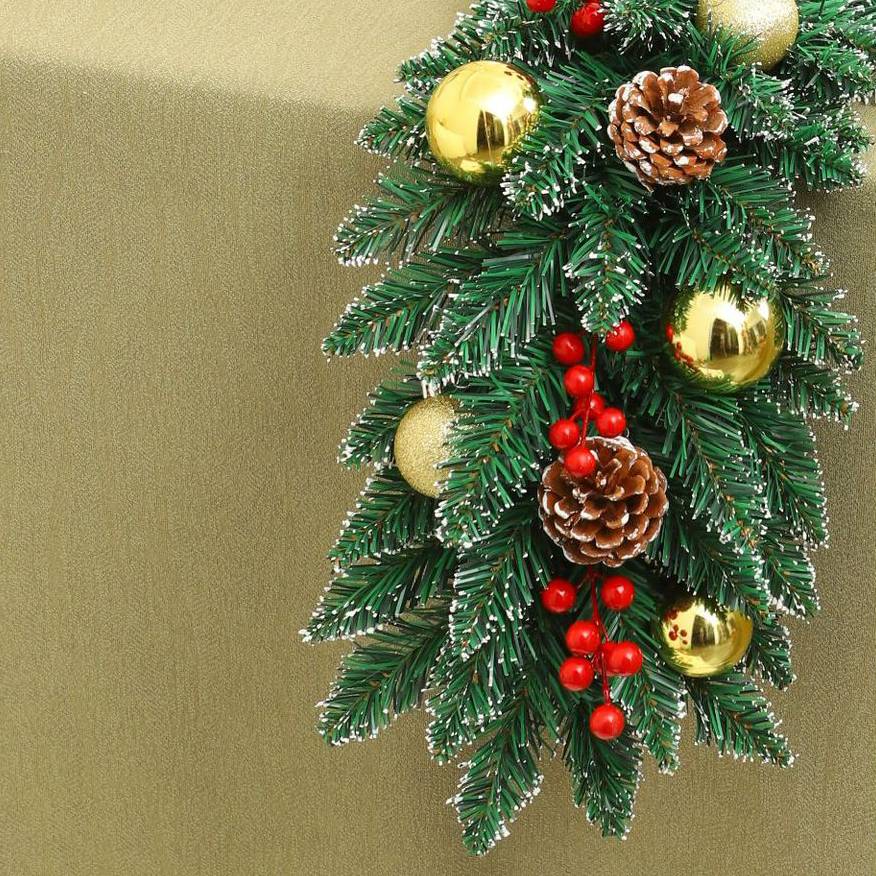 Guirlande de Noël 180 cm, décoration de Noël, vigne de fleurs artificielles de Noël avec accessoires, couronne de Noël, guirlande de Noël cryptée - Image 4