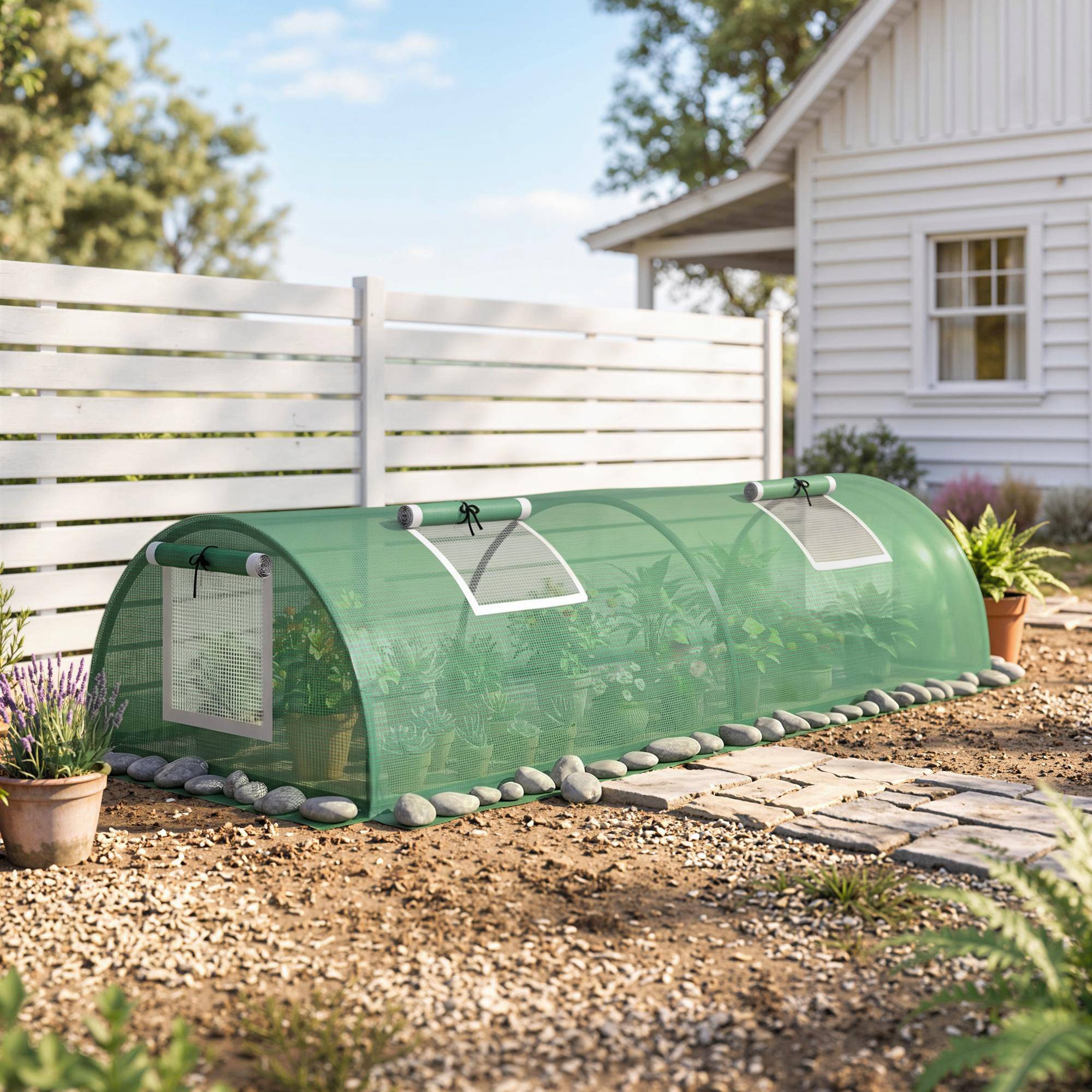 Maison Chic - Mini Serre de Jardin mini serre tunnel à tomates 200x80x45 cm Acier PE Anti-UV 4 portes en filet enroulables vert - Image 4