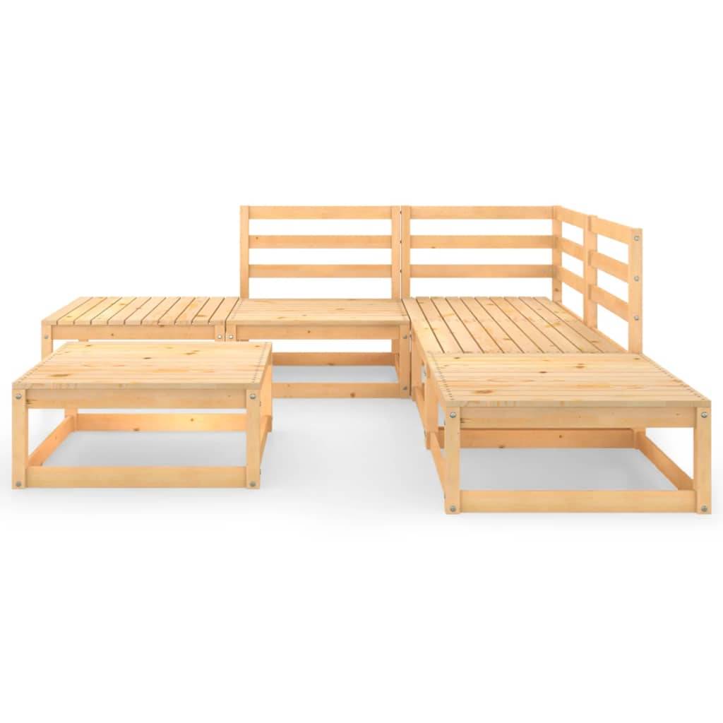 Helloshop26 - Salon de jardin meuble d'extérieur ensemble de mobilier 6 pièces bois de pin massif - Image 2