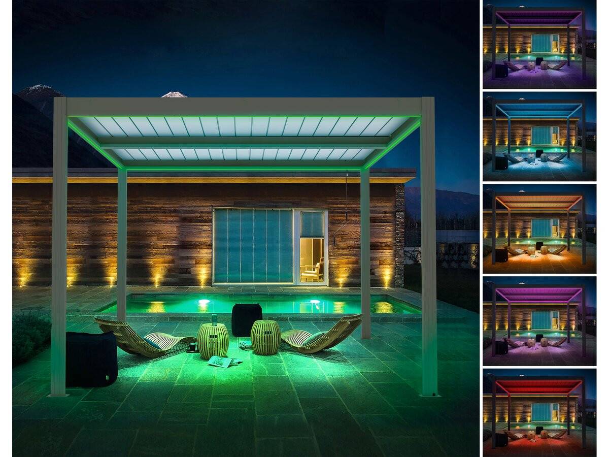 Pergola Bioclimatique Avec Led "windsor Premium" En Aluminium 3 X 4 - Taupe -habitat Et Jardin - Image 3