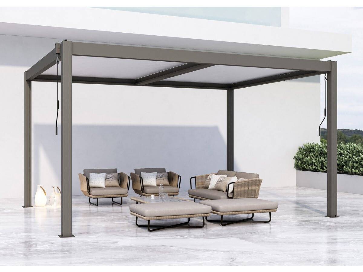 Pergola Bioclimatique Avec Led "windsor Premium" En Aluminium 3 X 4 - Taupe -habitat Et Jardin - Image 2