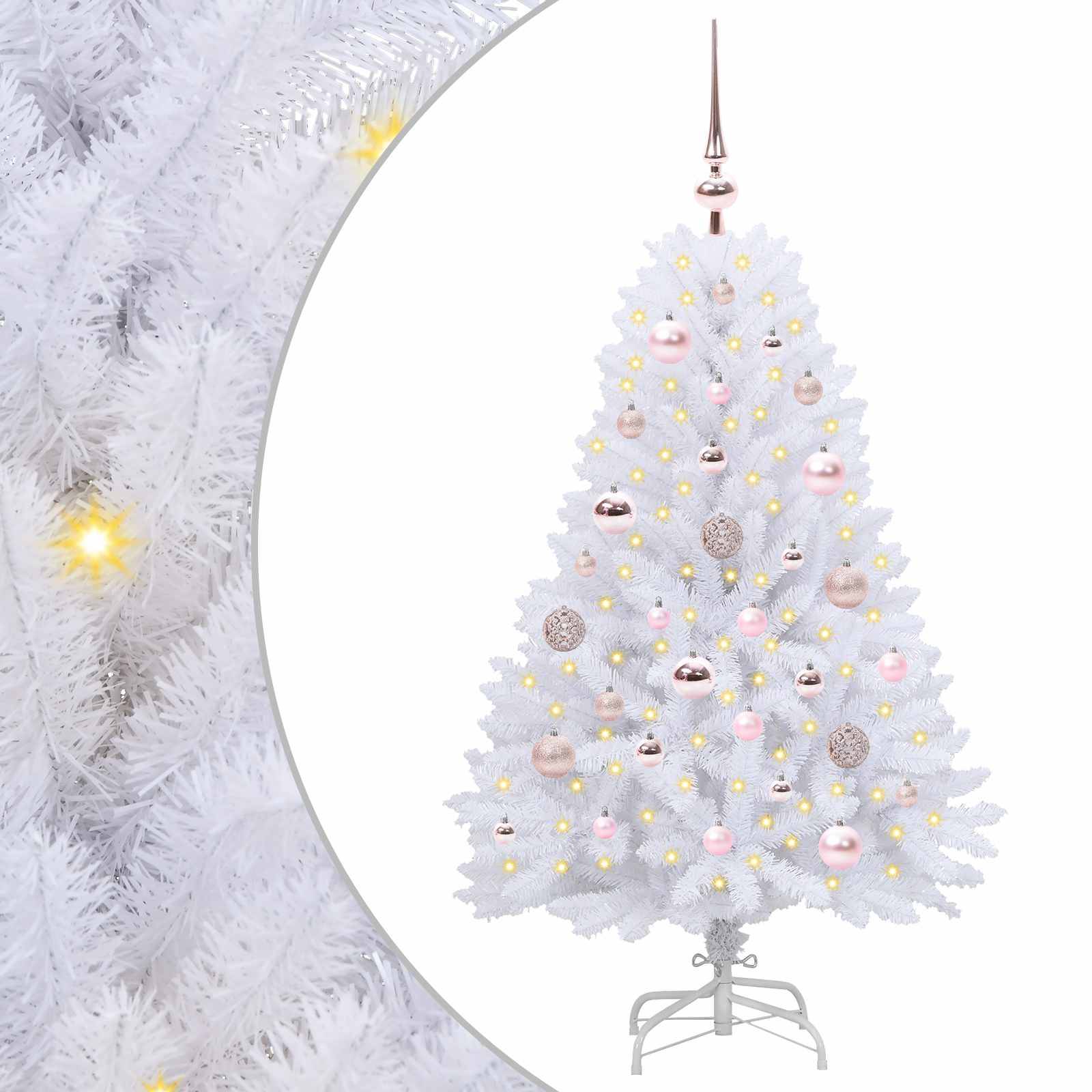Sapin de Noël | Arbre de Noël Artificiel à Branches Articulées Blanc 120 cm Maison Chic - Image 1
