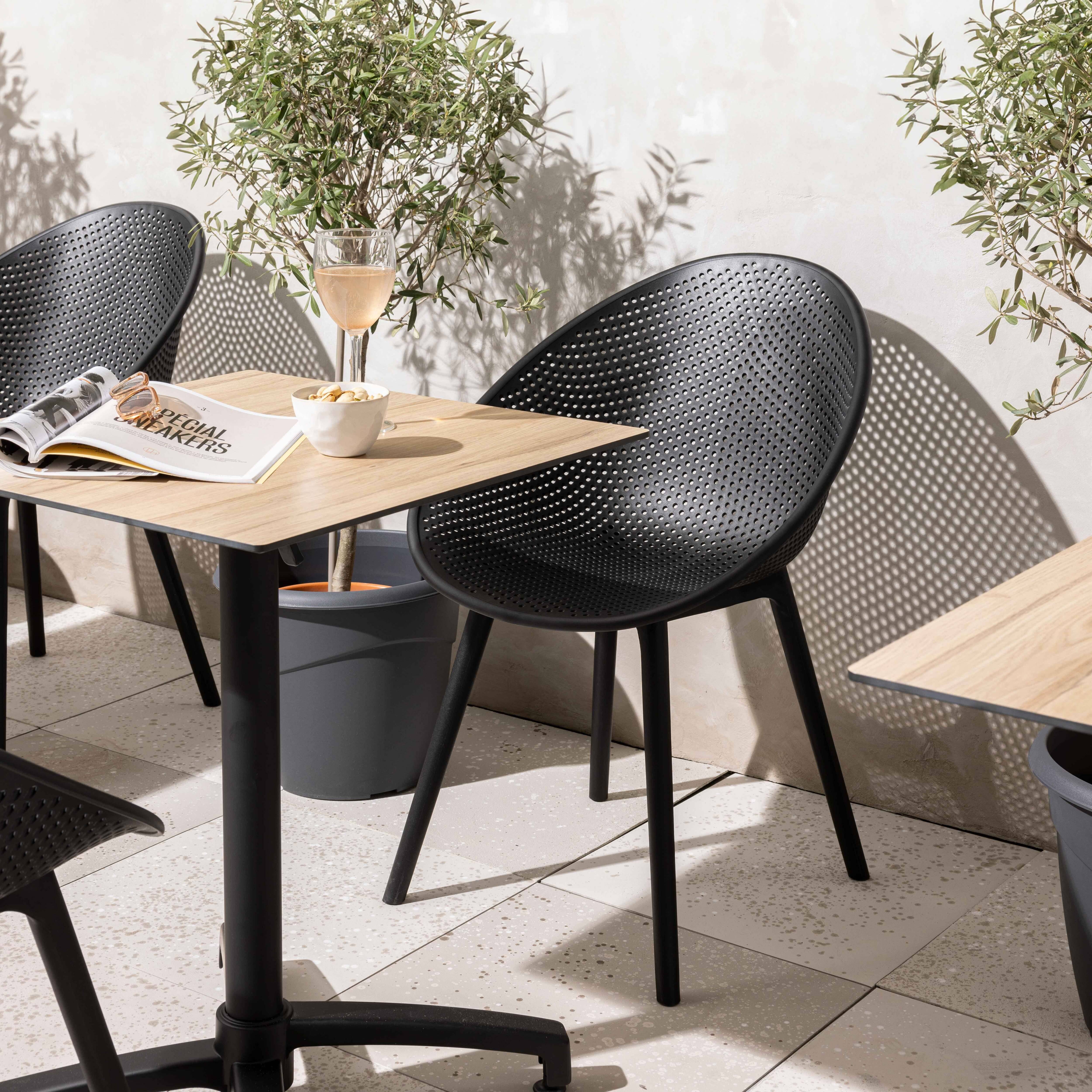 Oviala - Lot de 4 chaises de terrasse en plastique noires Buda - Oviala - Image 4