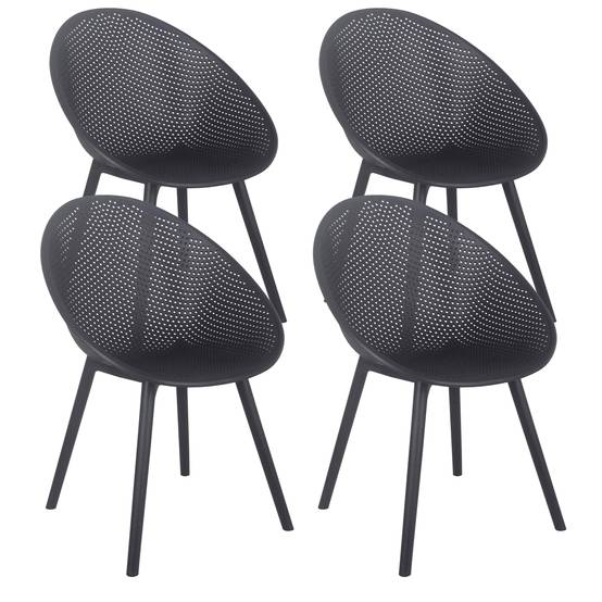 Oviala - Lot de 4 chaises de terrasse en plastique noires Buda - Oviala - Image 1