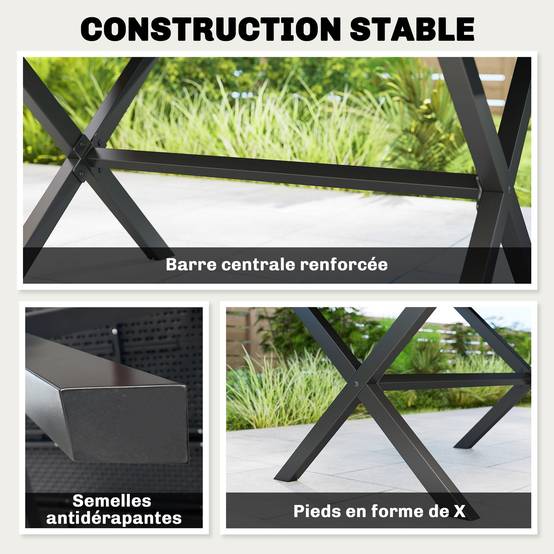 PANGIVO - Table de jardin HDPE noir 150 x 90 x 74 cm - PANGIVO - Image 8