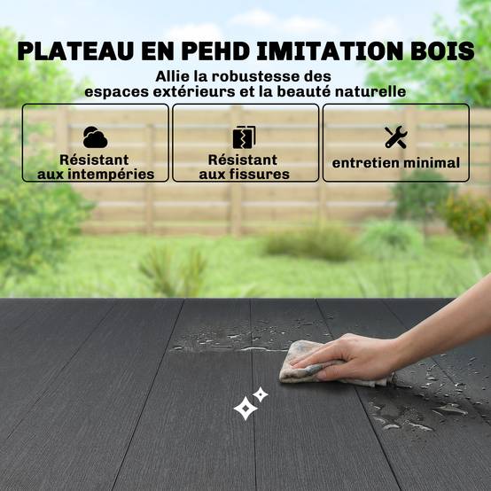 PANGIVO - Table de jardin HDPE noir 150 x 90 x 74 cm - PANGIVO - Image 7