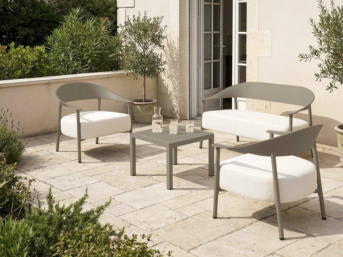 Salon De Jardin En Métal Et Plastique "céora" - 4 Places - Taupe -habitat Et Jardin - Image 2