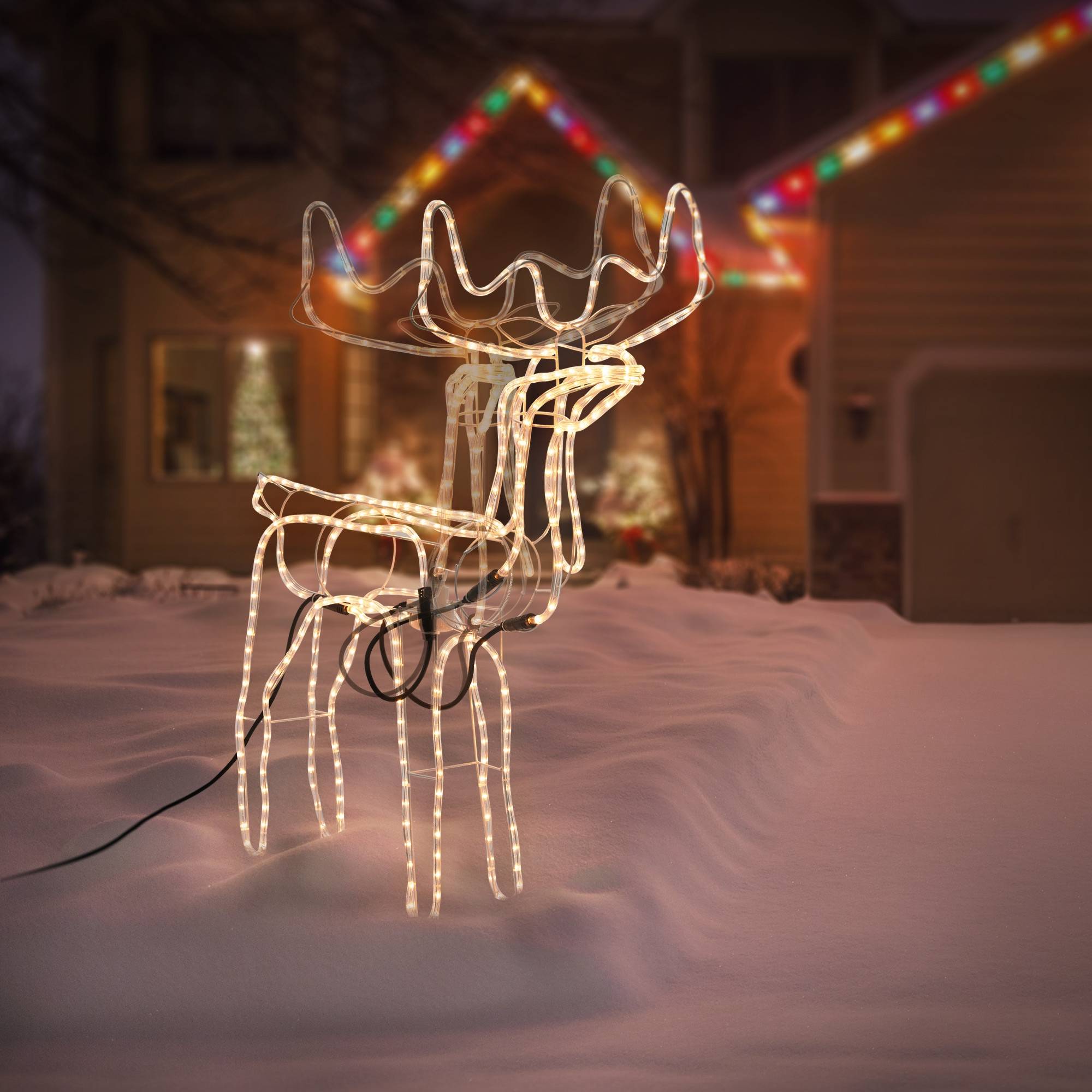 Ecd-Germany - Silhouette renne LED tête motorisée décoration de Noël intérieur/extérieur 85 cm - Image 9
