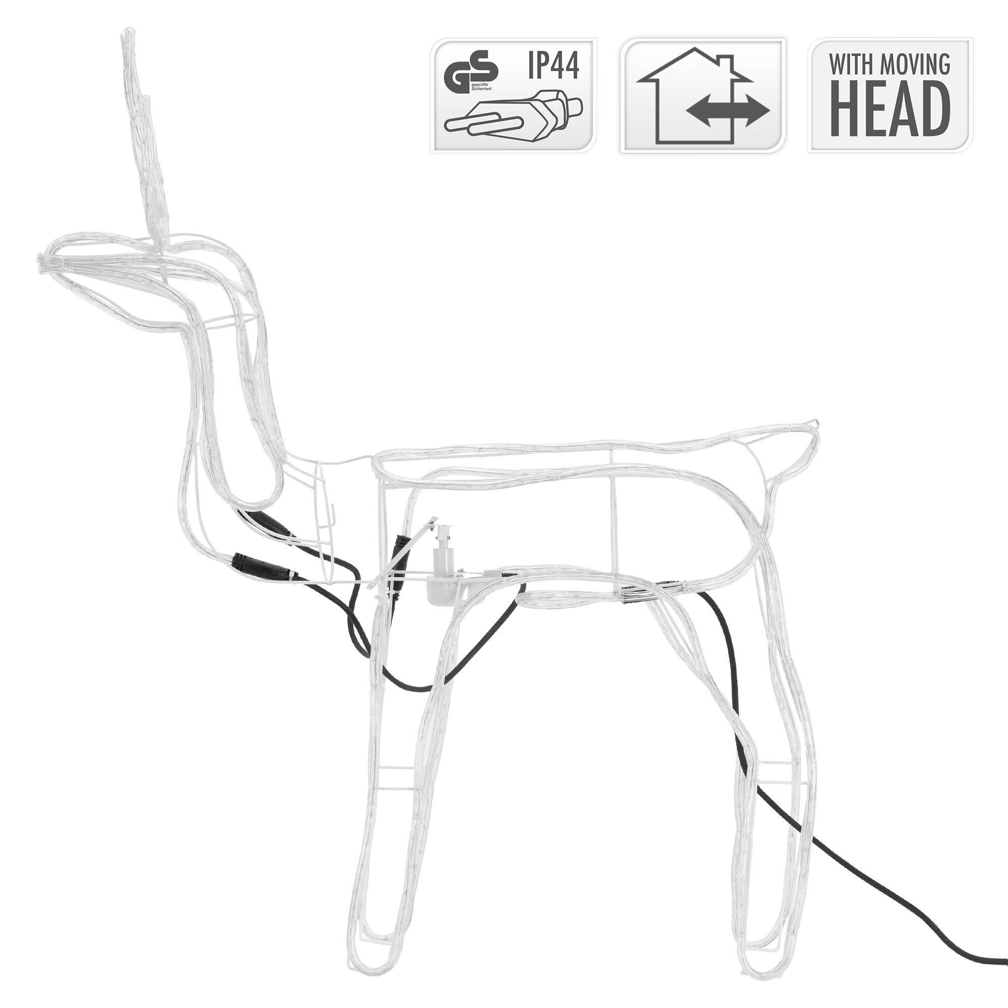 Ecd-Germany - Silhouette renne LED tête motorisée décoration de Noël intérieur/extérieur 85 cm - Image 6
