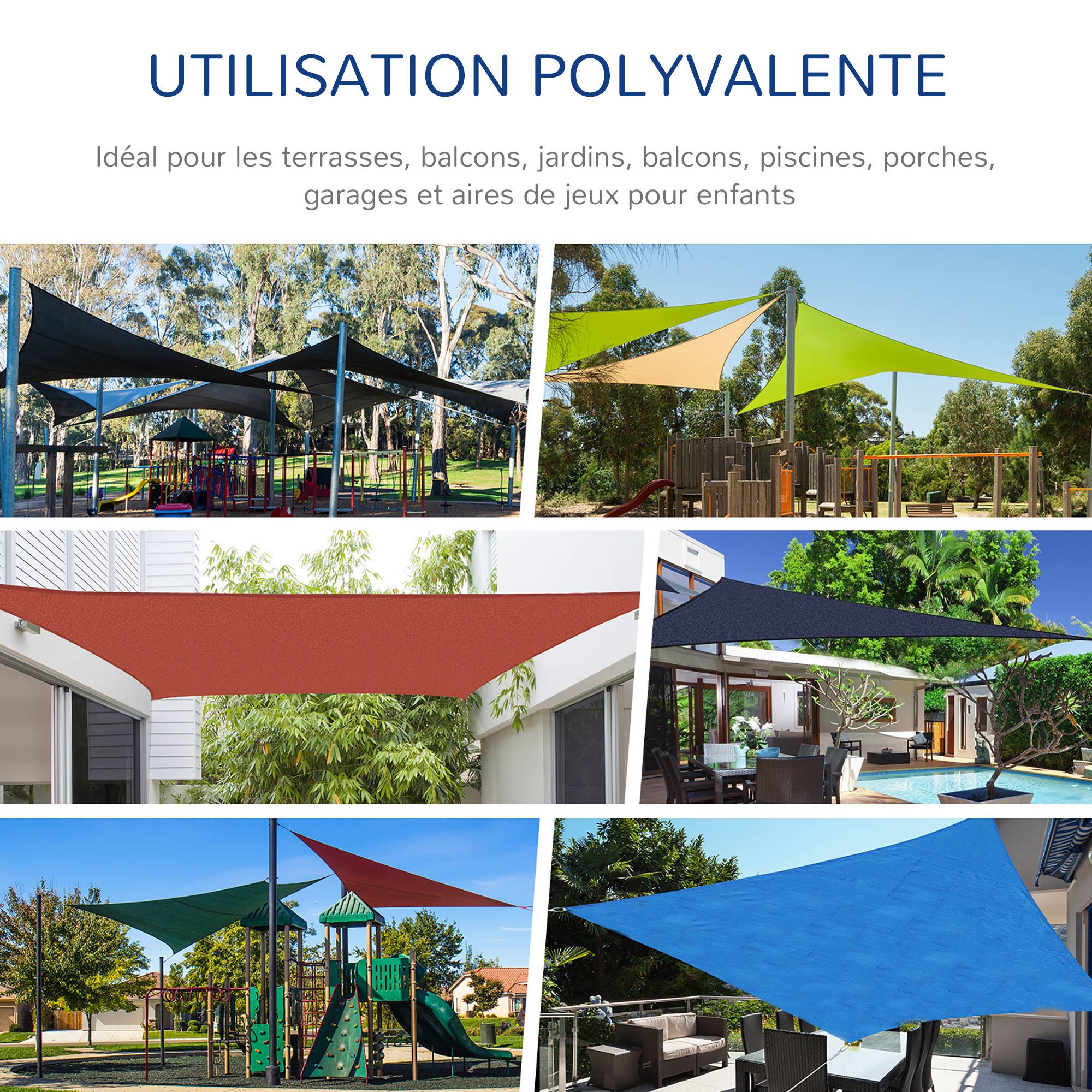 Voile d'ombrage Voile solaire - Triangulaire 4 x 4 x 4 m HDPE résistant aux UV sable fr235 - Image 6