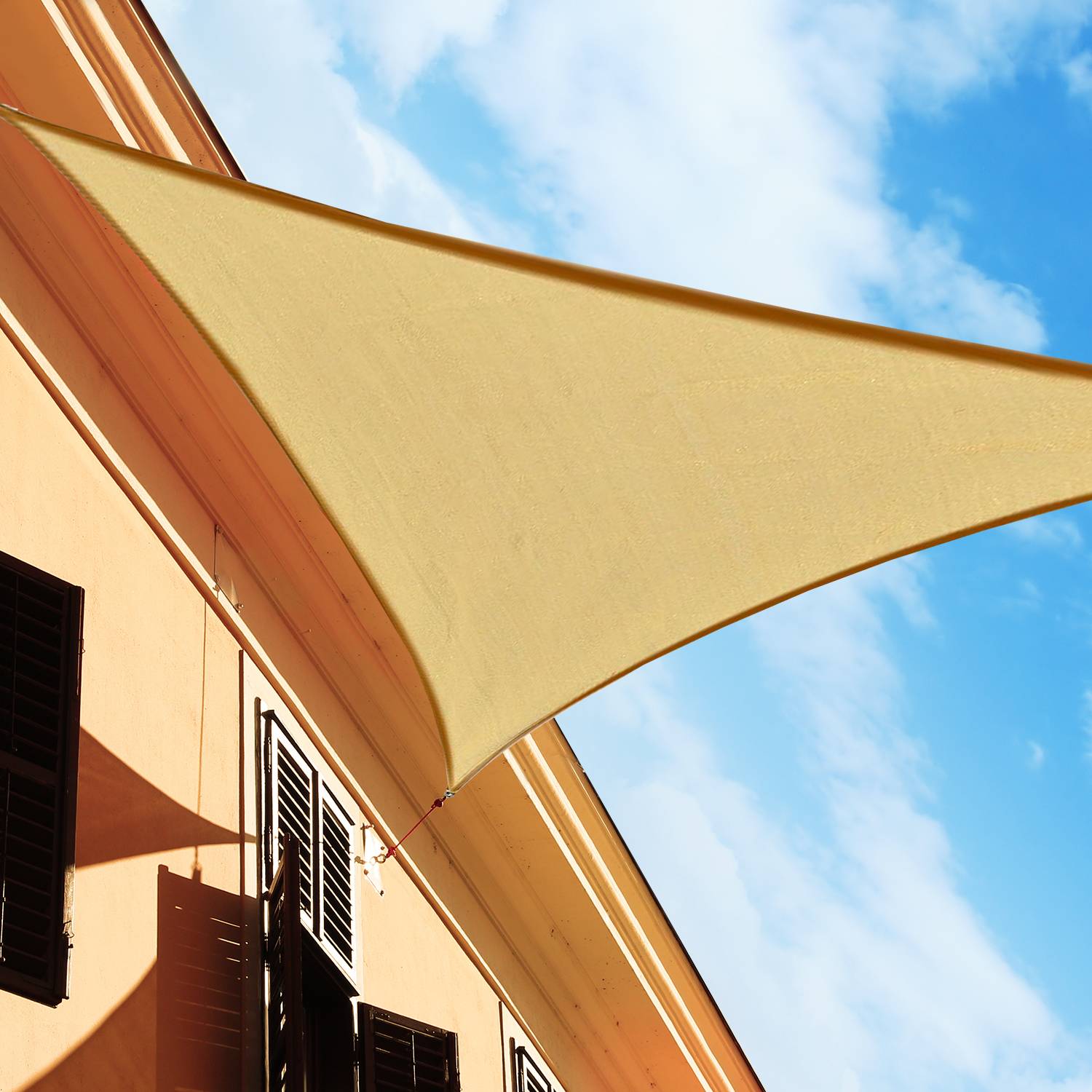 Voile d'ombrage Voile solaire - Triangulaire 4 x 4 x 4 m HDPE résistant aux UV sable fr235 - Image 4