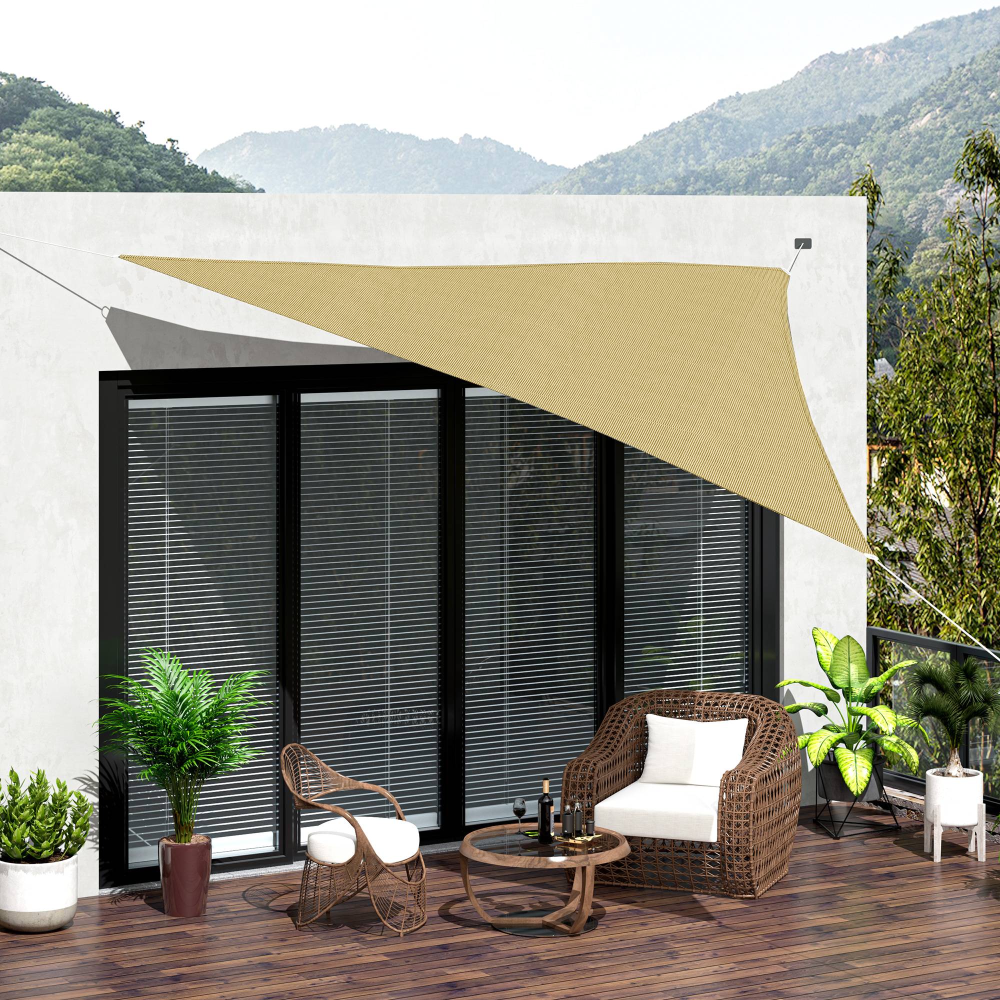 Voile d'ombrage Voile solaire - Triangulaire 4 x 4 x 4 m HDPE résistant aux UV sable fr235 - Image 3