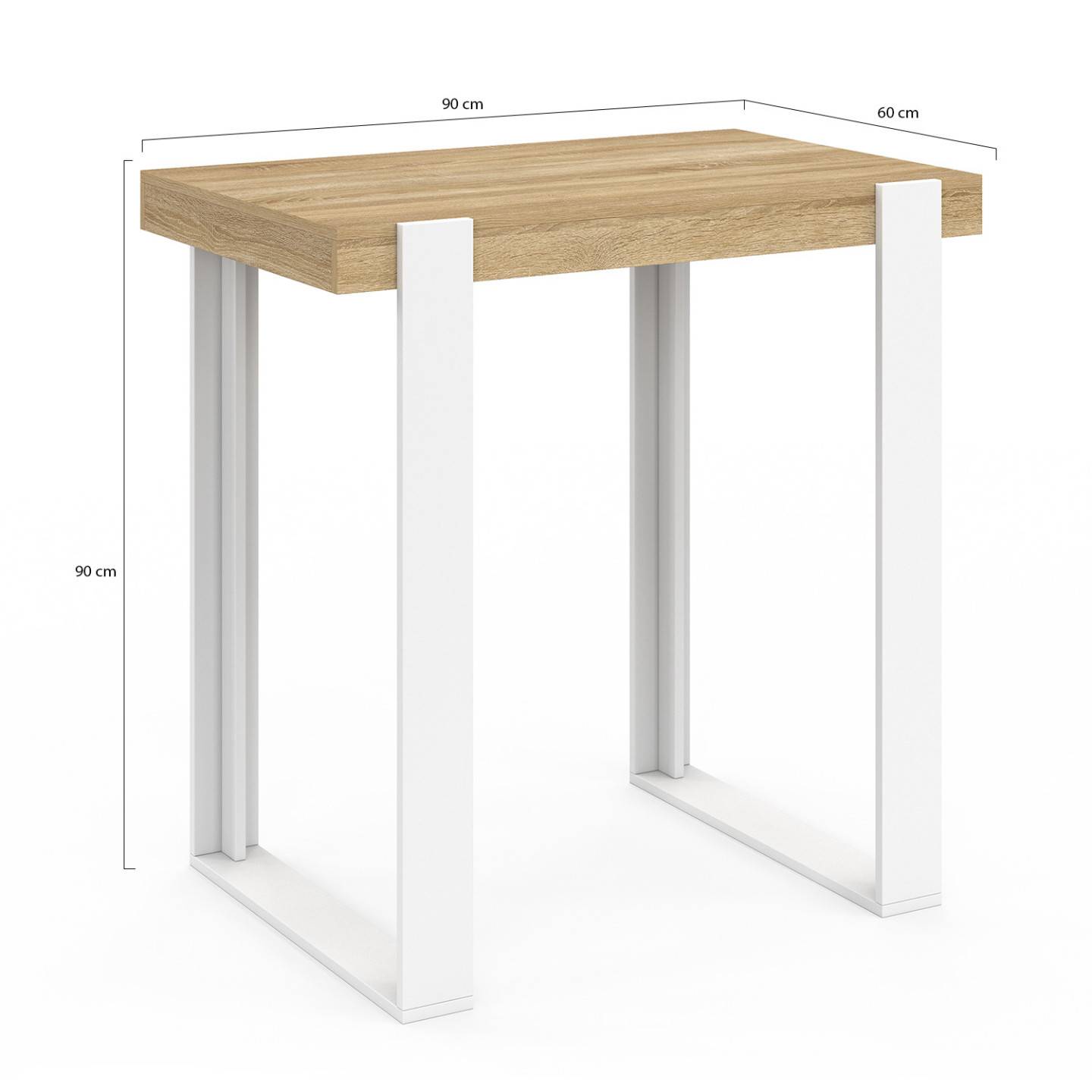 Table haute de bar PHOENIX bois et blanc 90 cm - Image 4